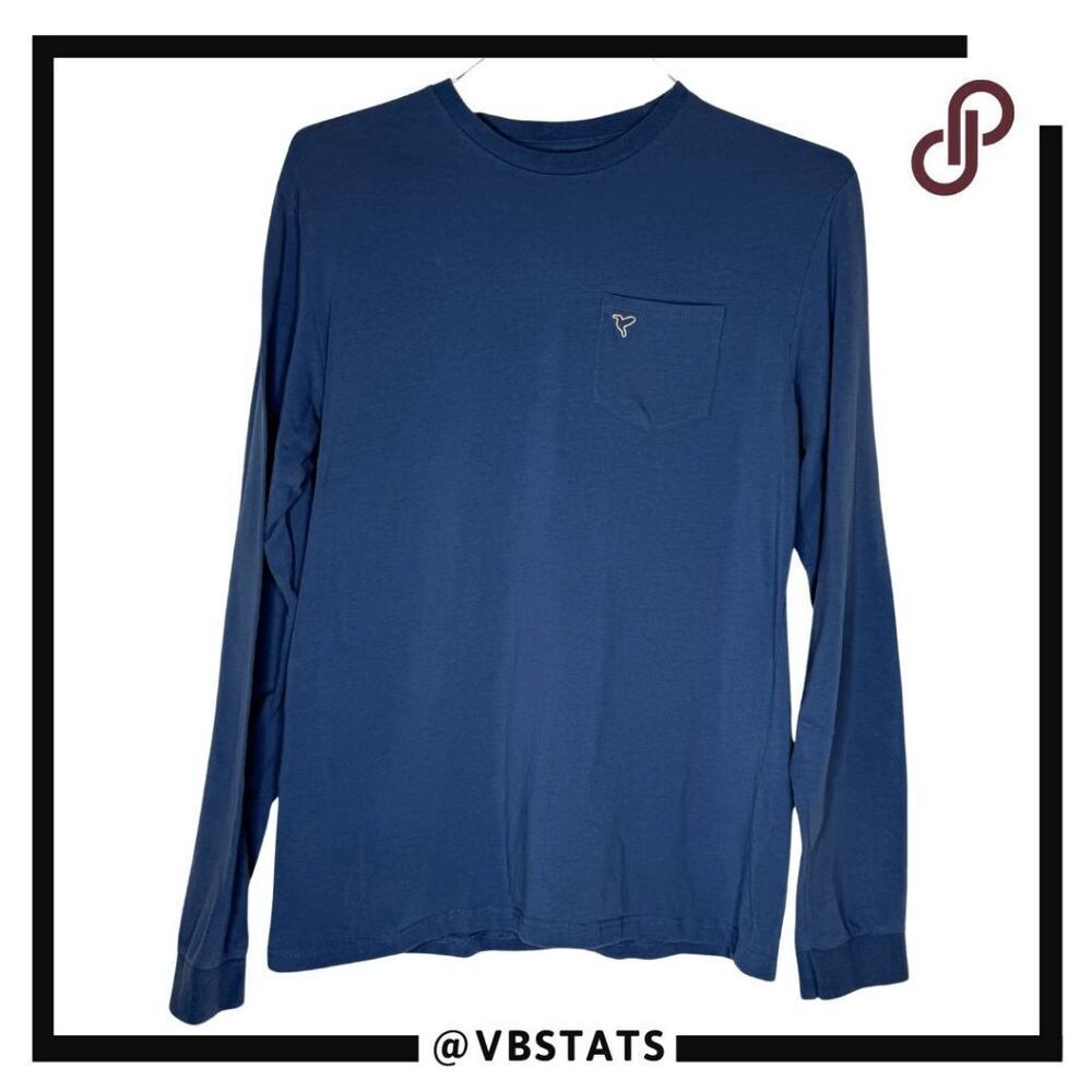 Birddogs Men's Long Sleeve Crew Neck Pullover T Shirt‎ Blue Size Large